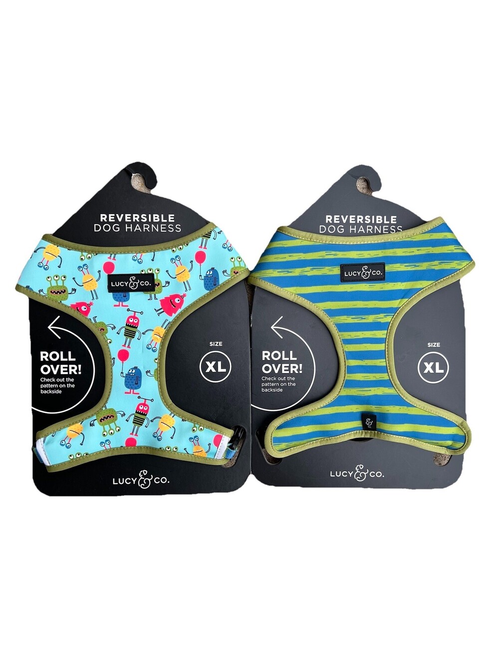 NWT Lucy & Co Dog Puppy Harness Unisex XL Monster Alien Reversible Comfort